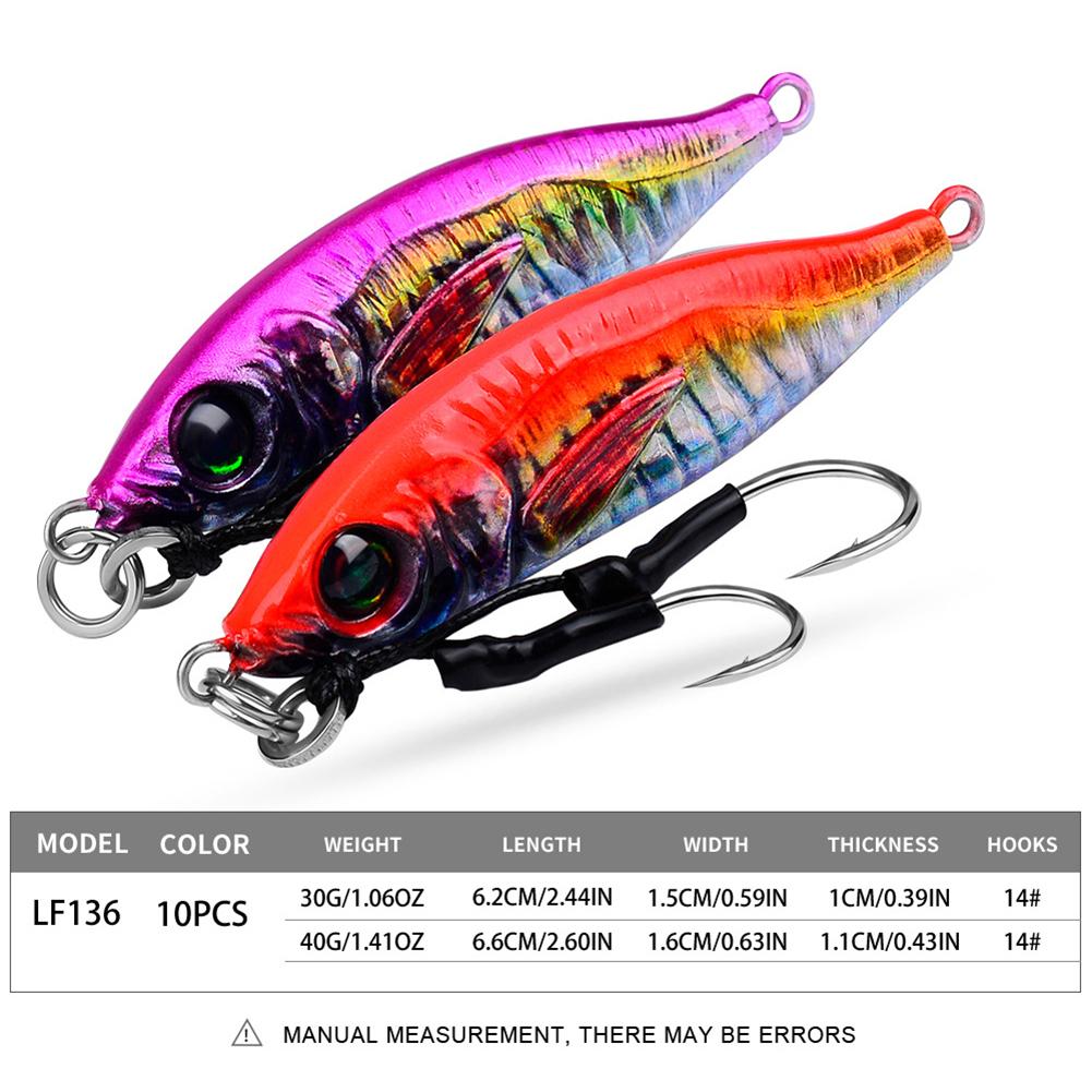1PC 30/40G 3D Printed Iron Plate Lure Bait Bionic Fish Scale Coating Fluorescent Long-Range Metal Bait For Bass And Mandarin Fish