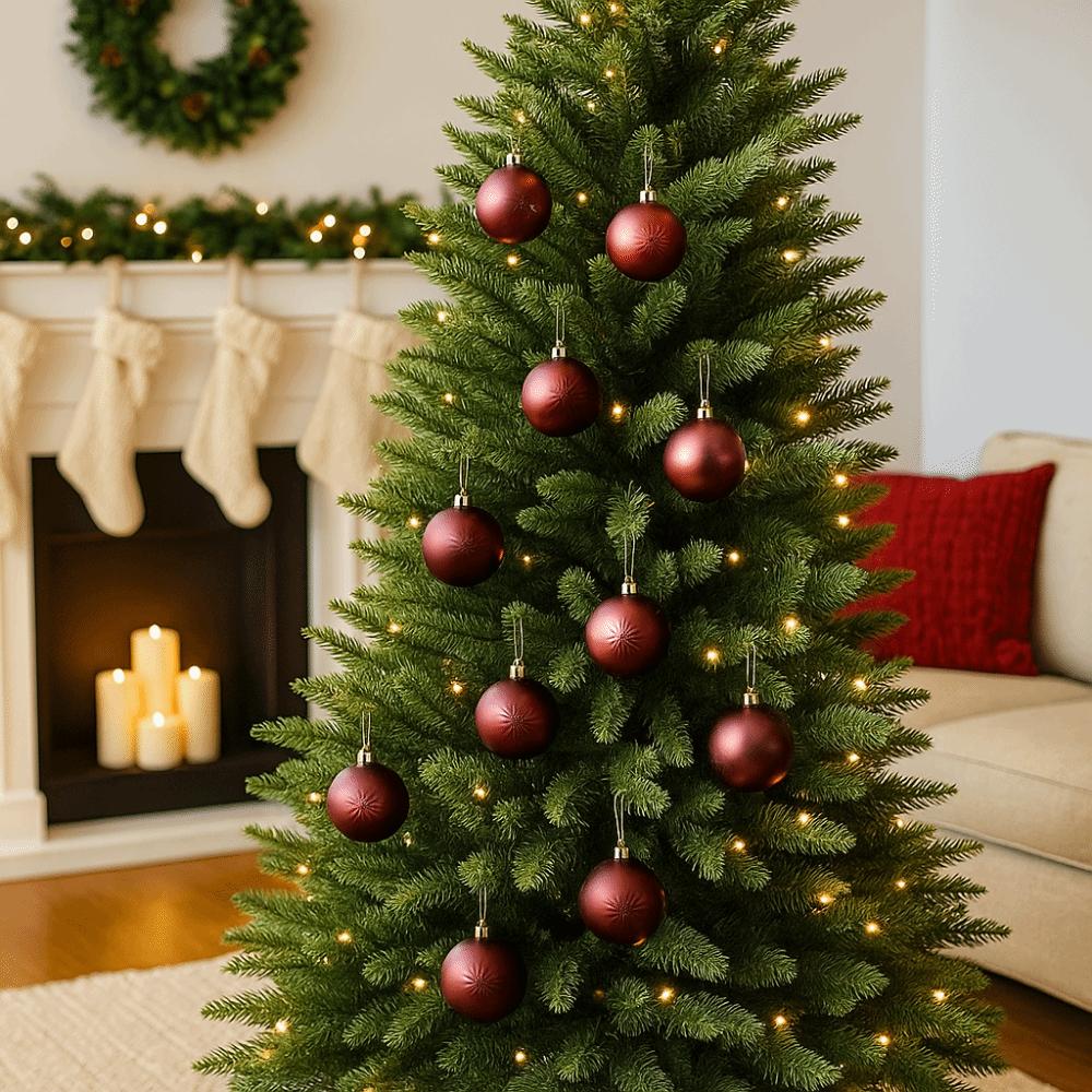 6Pcs 6cm Mirrored Christmas Balls Red/Blue Christmas Tree Pendants Christmas Hanging Balls  Gift