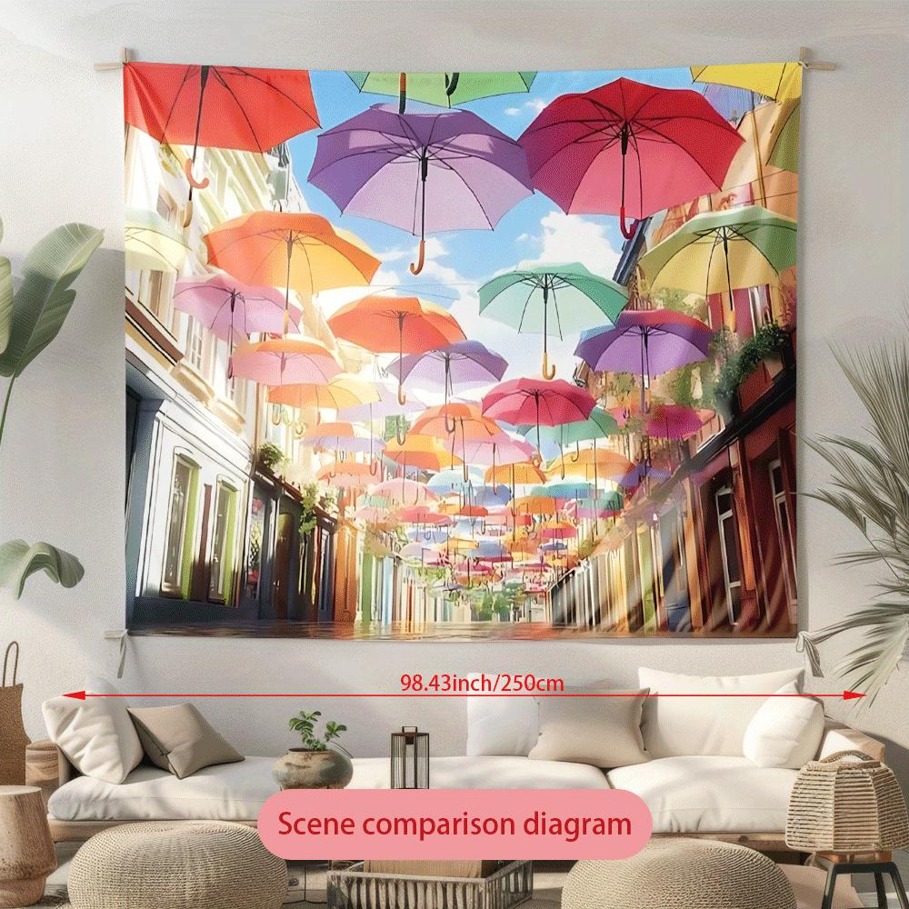 City Vibrant Umbrella Digital Printing Polyester Wall Tapestry Suitable For Use In Living Rooms Bedrooms Offices Bars And Party