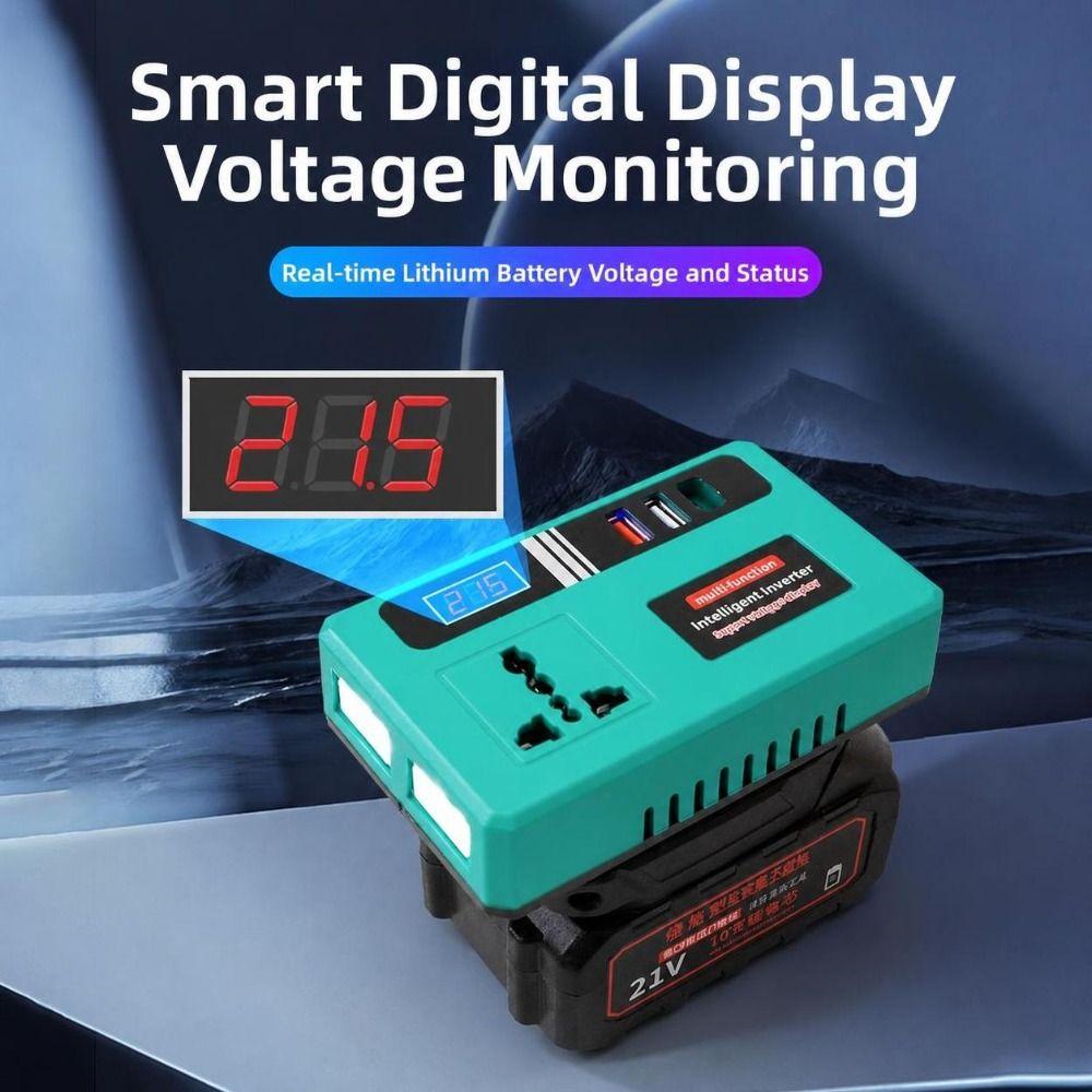With LED Work Light Battery Power Inverter for Makita 18V Battery DC 21V To AC 180V-220V 120W Portable Power Inverter