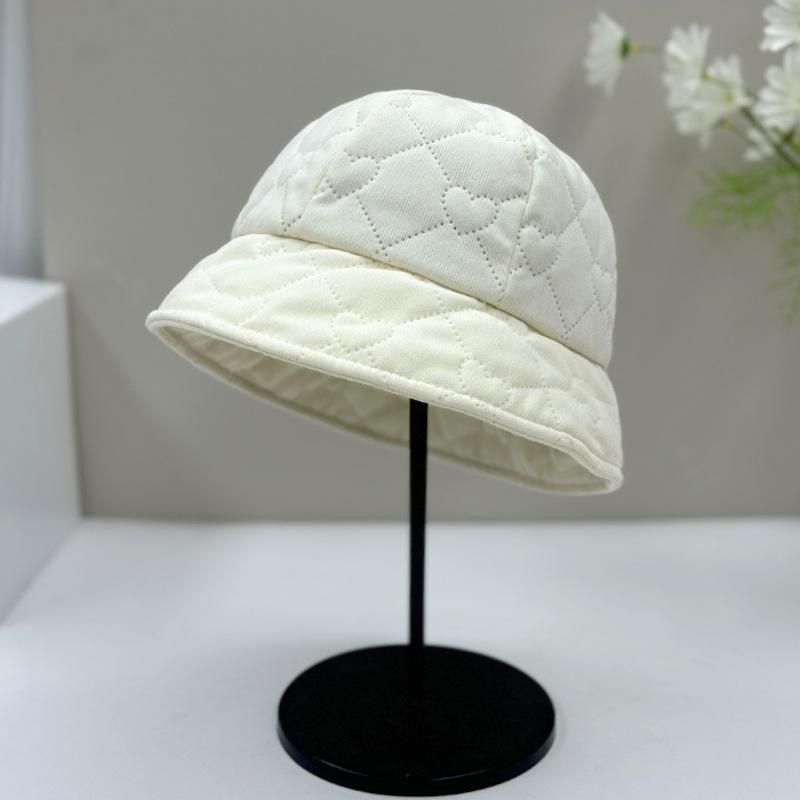 New small edge bucket hat women's autumn and winter face small face plain face cover silk cotton hat men's bucket hat basin hat