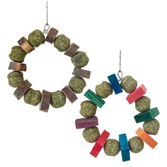 Hamster Chew Toy with Hanging Hook Natural Wood Grass Ball Rabbit Chinchilla