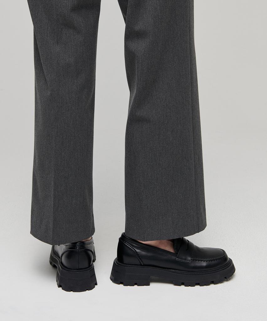 MUSINSA STANDARD WOMAN Women'S Heavyweight Fleece-Lined Straight Hidden Elastic Waist Slacks [Medium Gray]
