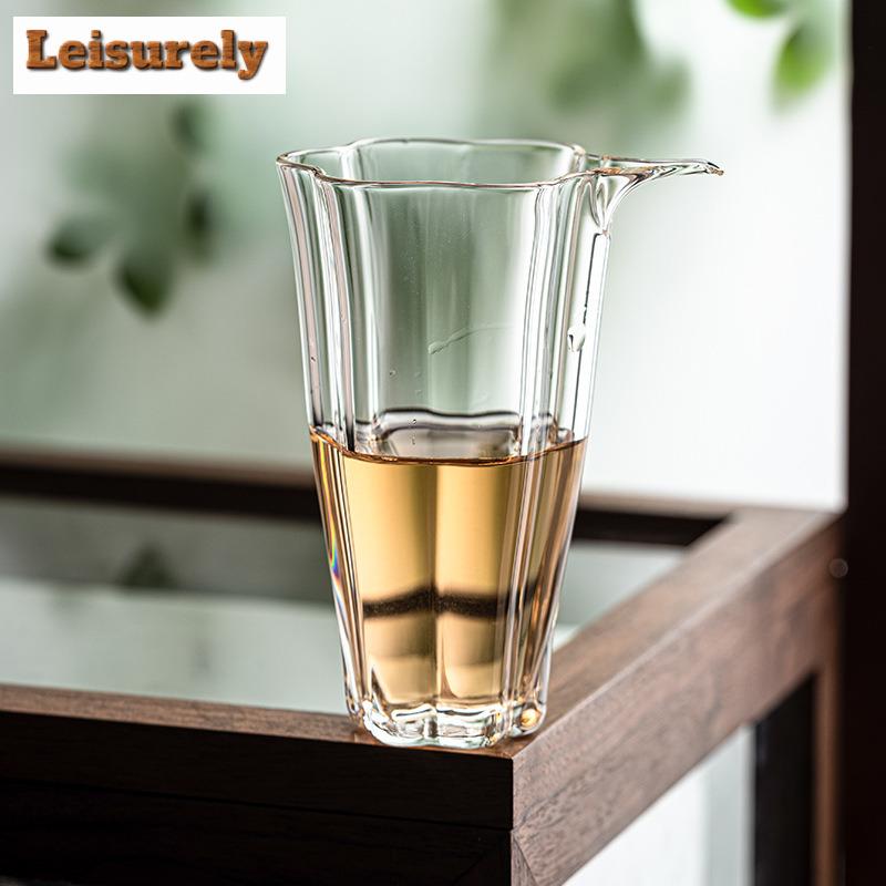 150ml High-end Flower Petal Glass Tea Pitcher Retro Heat-resistant Cha Hai Household Justice Cup Teaset Collection Accessories