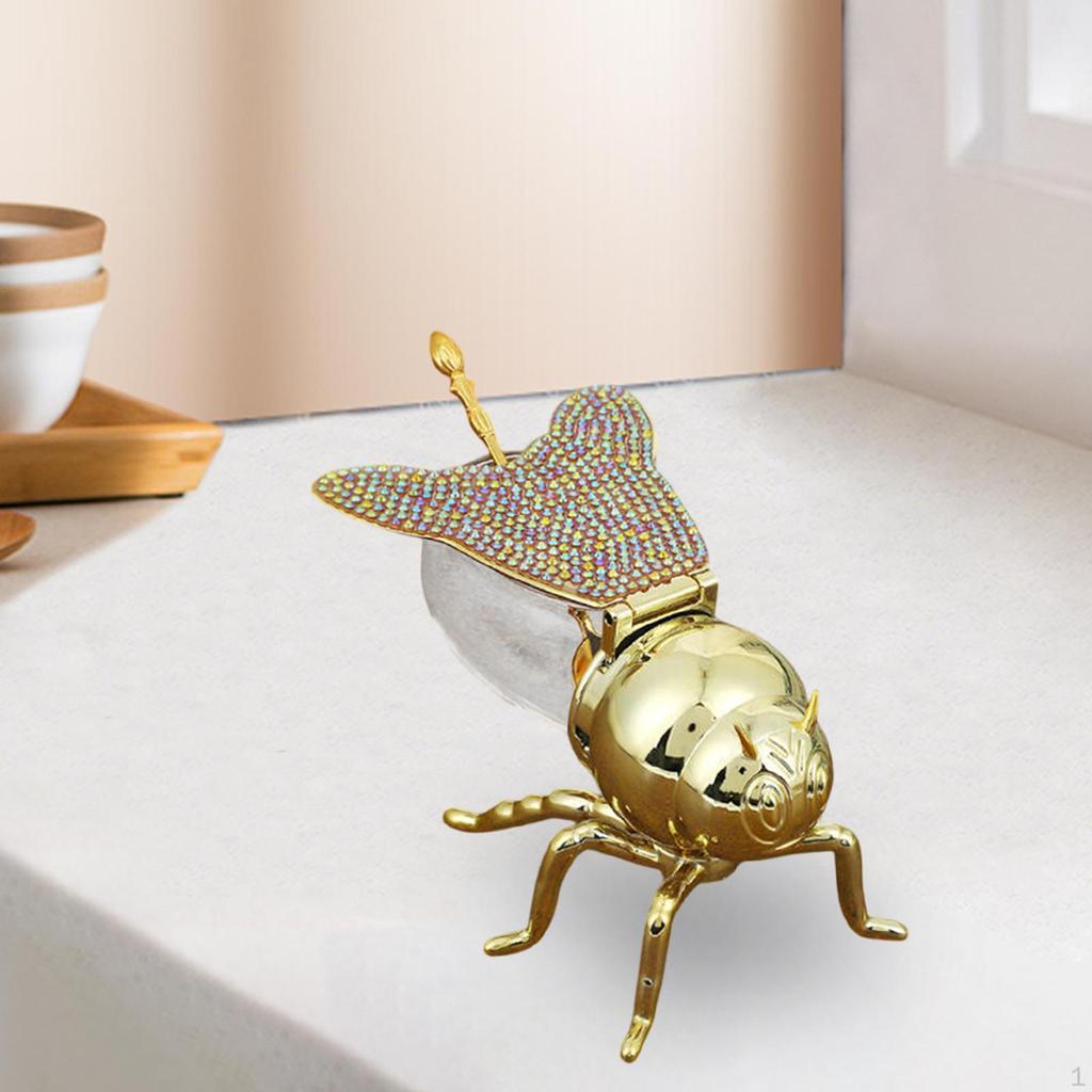 Bee Design Honey Jar with Spoon, Glass Dispenser for Syrup, Condiment Holder Dining Room