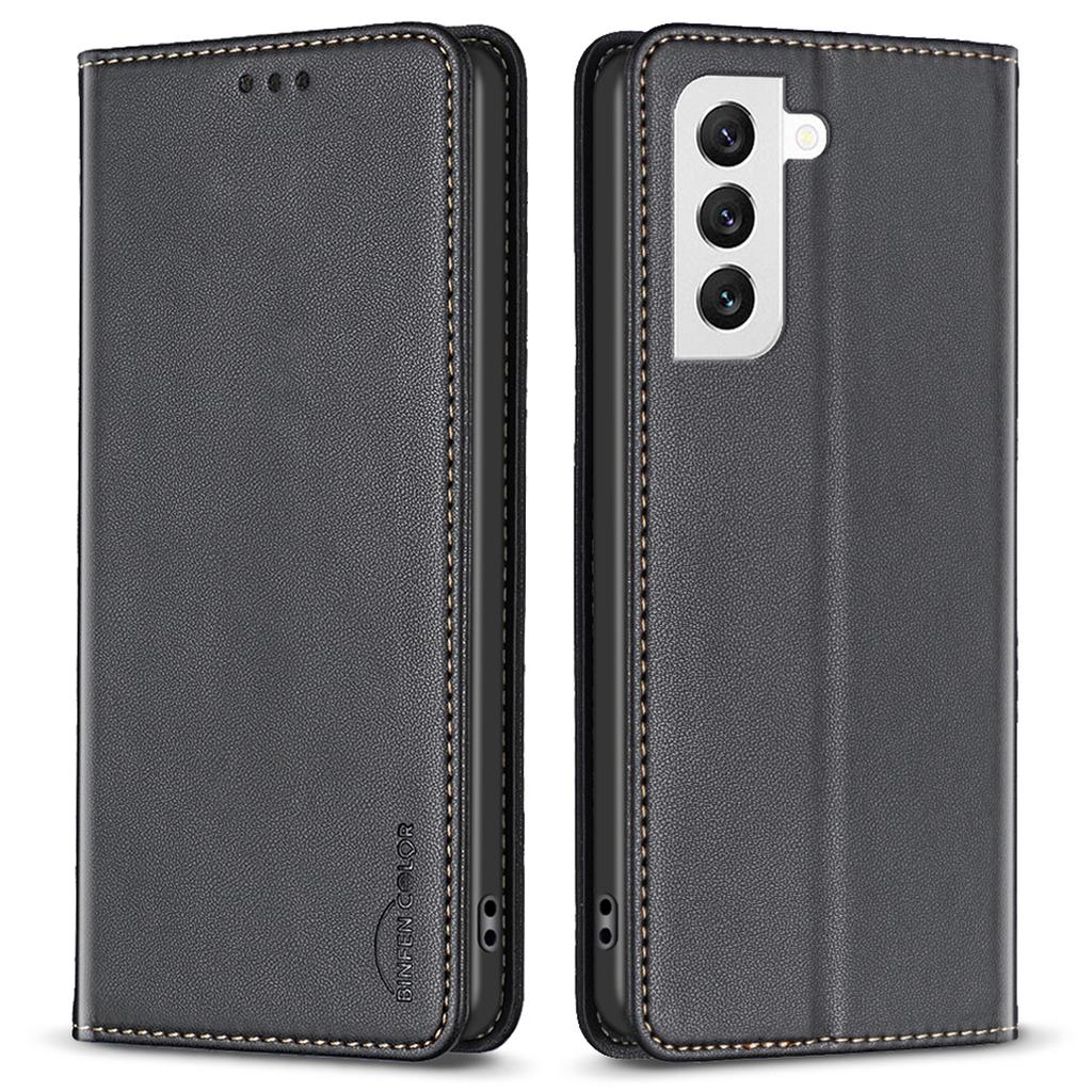 BINFEN COLOR BF18 For Samsung Galaxy S22+ 5G Flip Leather Case Card Slots Stand Protective Phone Cover