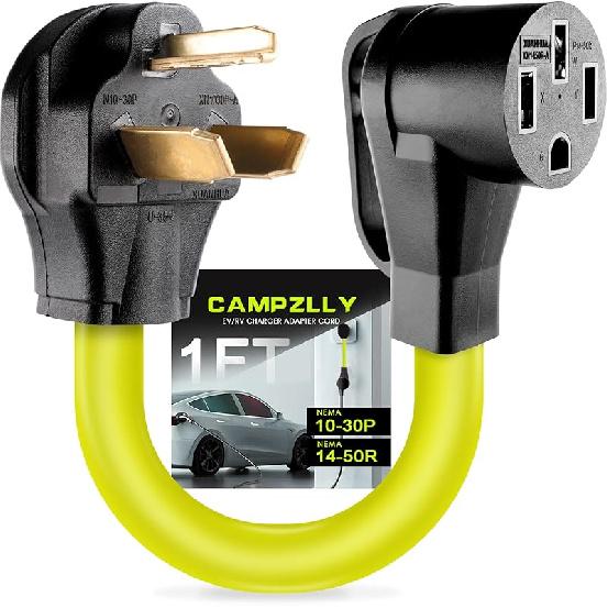EV Charger Adapter Cord, NEMA 10-50P to 14-50R Adapter, 50Amp Plug to 4 Prong Female, Compatible with EV for Level 2 Charging, STW 6 Gauge, ETL 10-30P to 14-50R