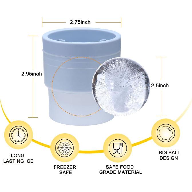 Whiskey Rocks Glass, Set of 4 (2 Crystal Bourbon Glasses, 2 Round Big Ice Ball Molds) In Gift Box - 10 Oz Old Fashioned Glasses for Scotch Cocktail