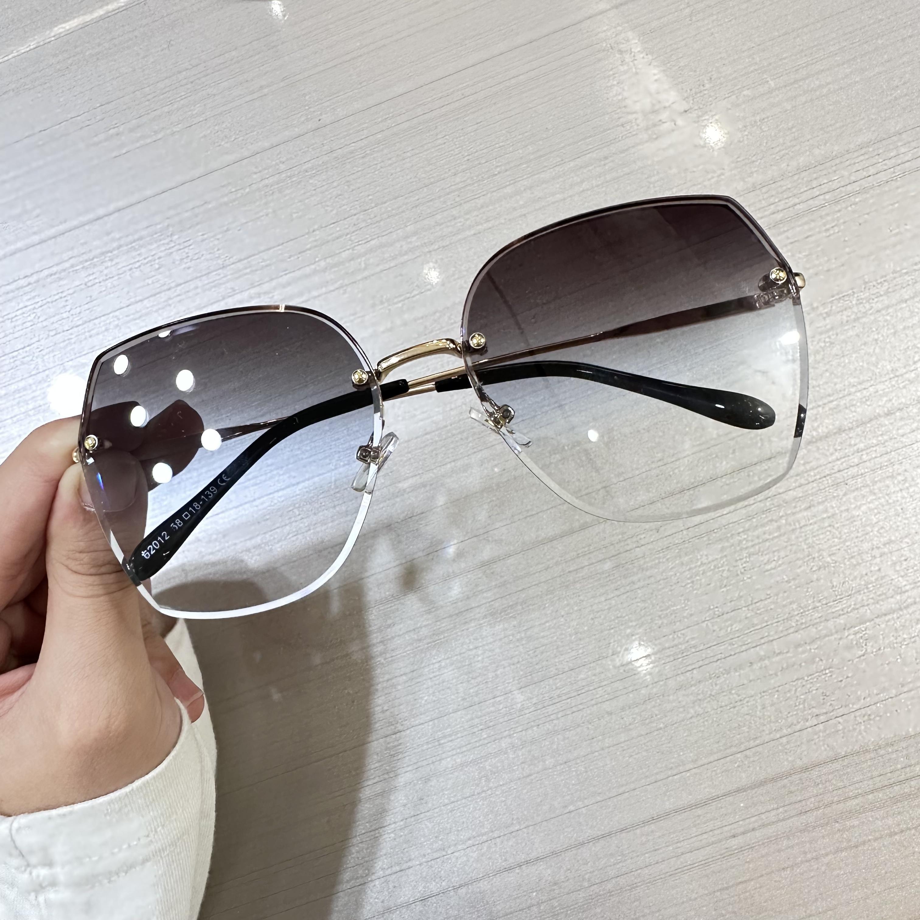 New Arrival 2024 Rimless Sunglasses Luxury Trendy Shades Sunglasses Wholesale Women Fashion Metal Frame Sunglasses