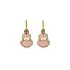 New Chinese-style pink gourd ear clips without ear piercings, fashionable retro ear buckles, long earrings, high-end mosquito coil disc earrings.