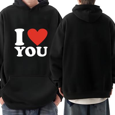 Mode Y2k I Love You opgedrukte Hoodie 2025 Mannen Vrouwen Fleece Lange mouw Sweatshirt Unisex populaire Oversized pullovers Kleding