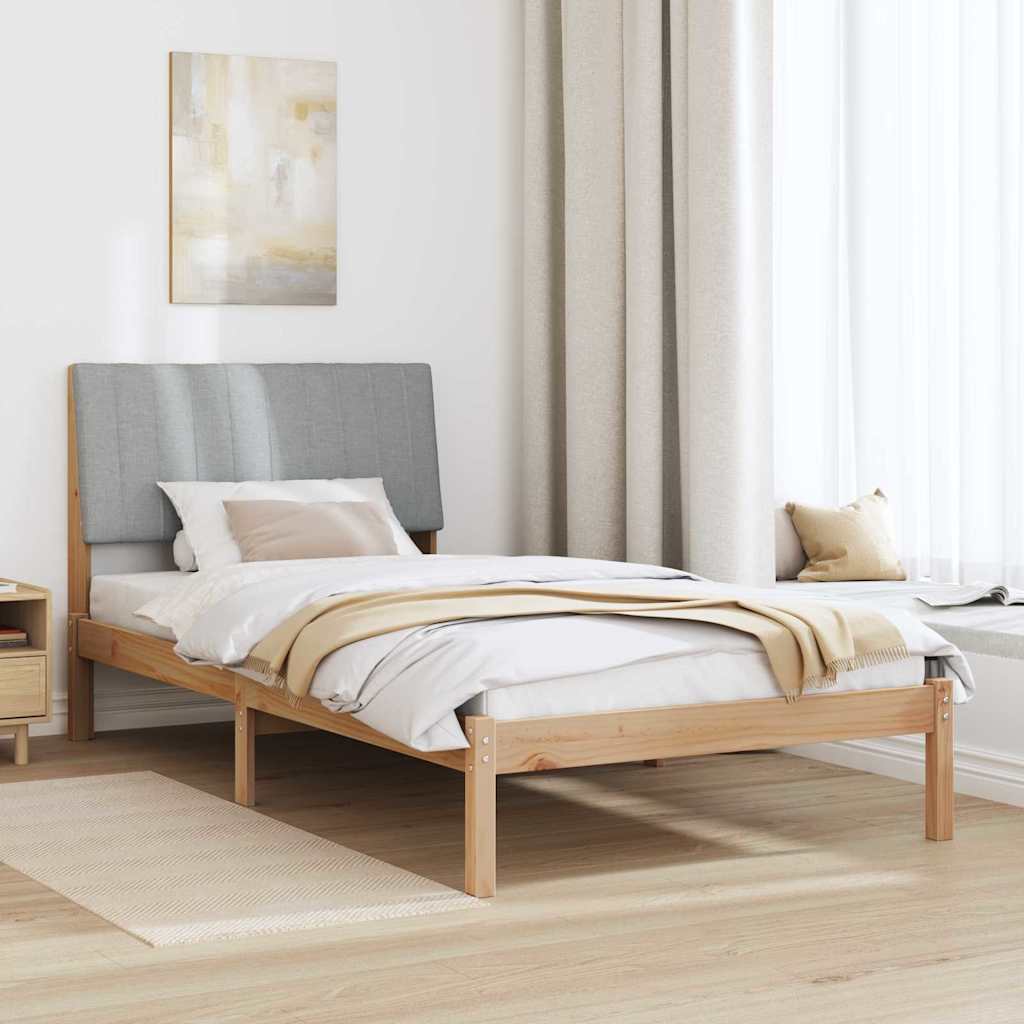 Bed Frame with Headboard Brown 100 X 200 Cm Solid Pine Wood