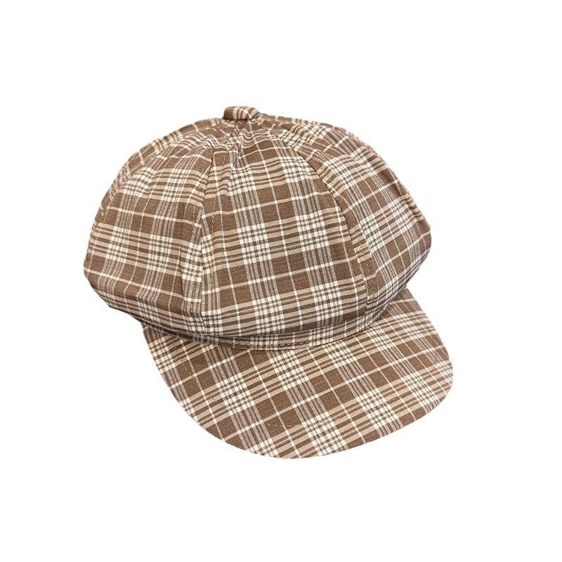 Vintage Plaid Octagonal Hat For Women With Sun Protection And Breathability For Spring And Autumn Fashion