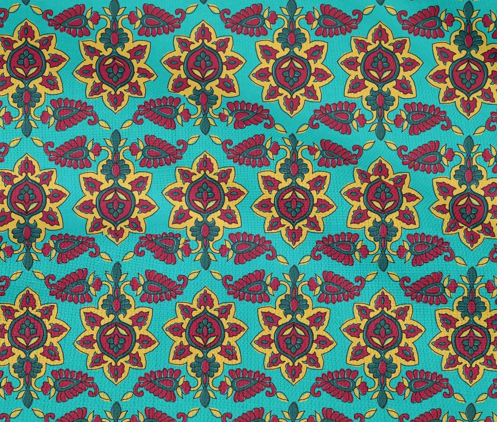 oneOone Cotton Flex Fabric Floral & Paisley Block Print Sewing Fabric BTY 40 Inch