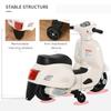 Licencovaná elektrická motorka Vespa 6V pro děti, na jízdu, napájená baterií, pro 18-36 měsíců, s klaksonem, světlometem, bílá