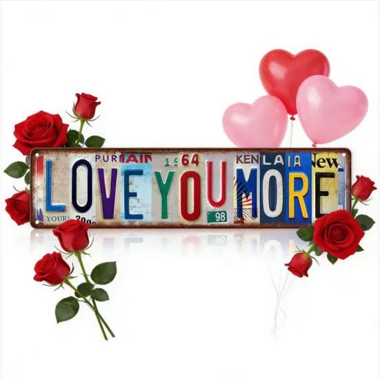 Dekoracyjny Znak Blaszany Vintage Kocham Cię Bardziej Dekoracja Ścienna Znaki Uliczne Romantyczny Znak Metalowy do Sypialni Salonu Tarasu Werandy