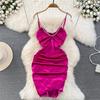 Sweet Cool Spice Girl Acetate Satin Suspender Skirt Fashion Waist Skinny Small Folded Short Hip Wrap Dress Summer