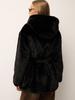 Women's Mid-Length Hooded Eco-Friendly Faux Mink Fur Coat with Belt