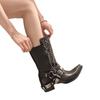 Pointed Hottie Coarse Heel Knight Boots Black Punk Style Niche Personality Boots Wasteland Style Boots Female Retro