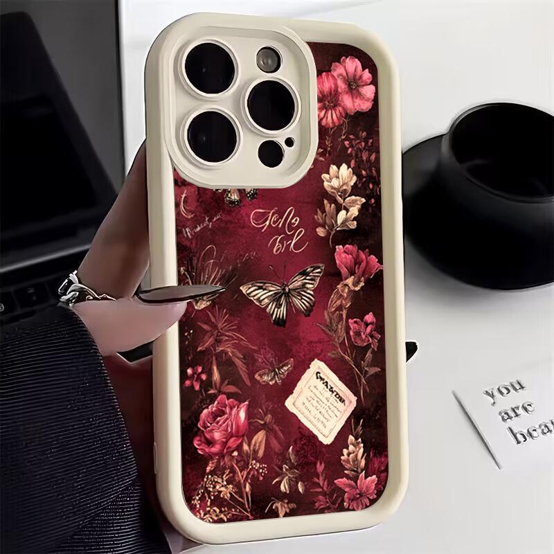 Artistic Retro Floral Butterfly Soft Phone Case For Samsung Galaxy S25 S24 S23 S22 S21 Ultra Plus FE A26 A25 A16 A56 A06 Cover