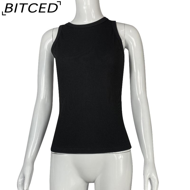 BITCED Women's Summer Solid-Colour Sleeveless Fitted Top