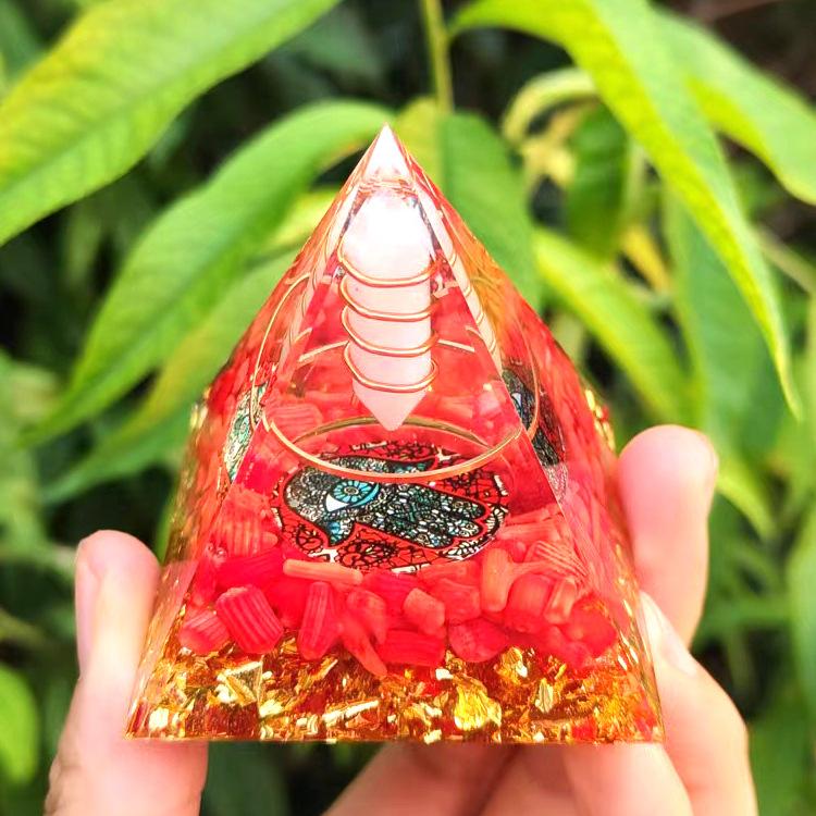 Energy Pyramid Reiki Natural Amethyst Ball Healing Crystals Chakra Tool Ornaments Resin Stones Craft Kids Gift Pyramid