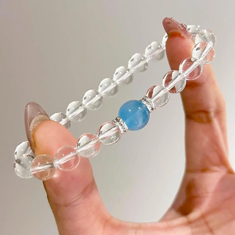 Natural stone crystal geometric beaded bracelet retro high-end bracelet women's niche light luxury versatile jewelry