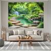 2D flat banner  1 piece - Green landscape with dense trees and water features  home decoration  bedroom decoration
