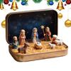 Tin Box Nativity Set Portable Mini 3D Decorative Holy Ornament Christmas Jesus Figurines In Tin Box For Desk Shelf Office