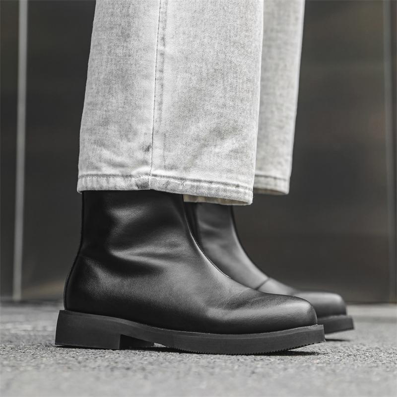 Fashion Autumn and winter men's long boots Black Versatile British style Daily business and office Outdoor Fashion Party warm shoes New