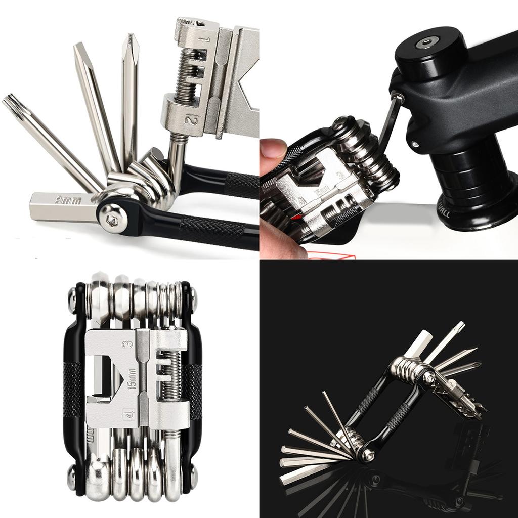 Bicycles Maintenance Multitool 16 In 1 Bikes Repair Wrench Pocket Multifunctional Steel Bicycles Toolset Folding Wrench