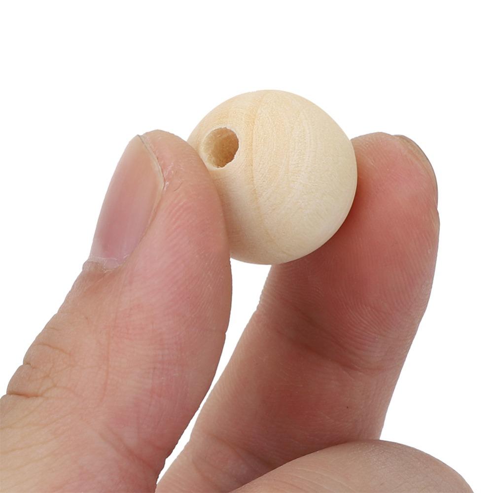 100Pcs Hole Diameter 5mm Unfinished Loose Wood Spheres Kids DIY Handmade Toy Accessories