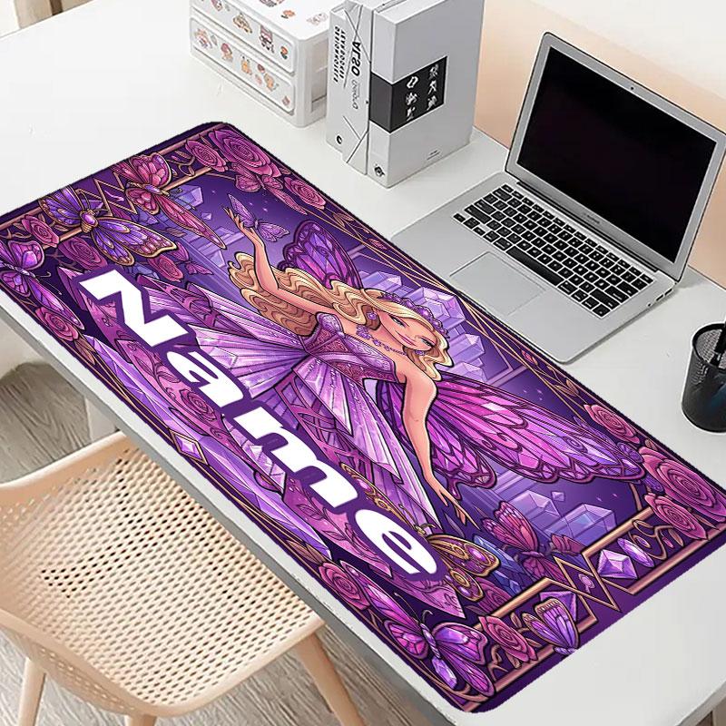 Custom Name Personalized Barbie Pattern Mousepad, Laptop PC Desk Mat, Decorative Desk Mat for Home Keyboard Pad Gift