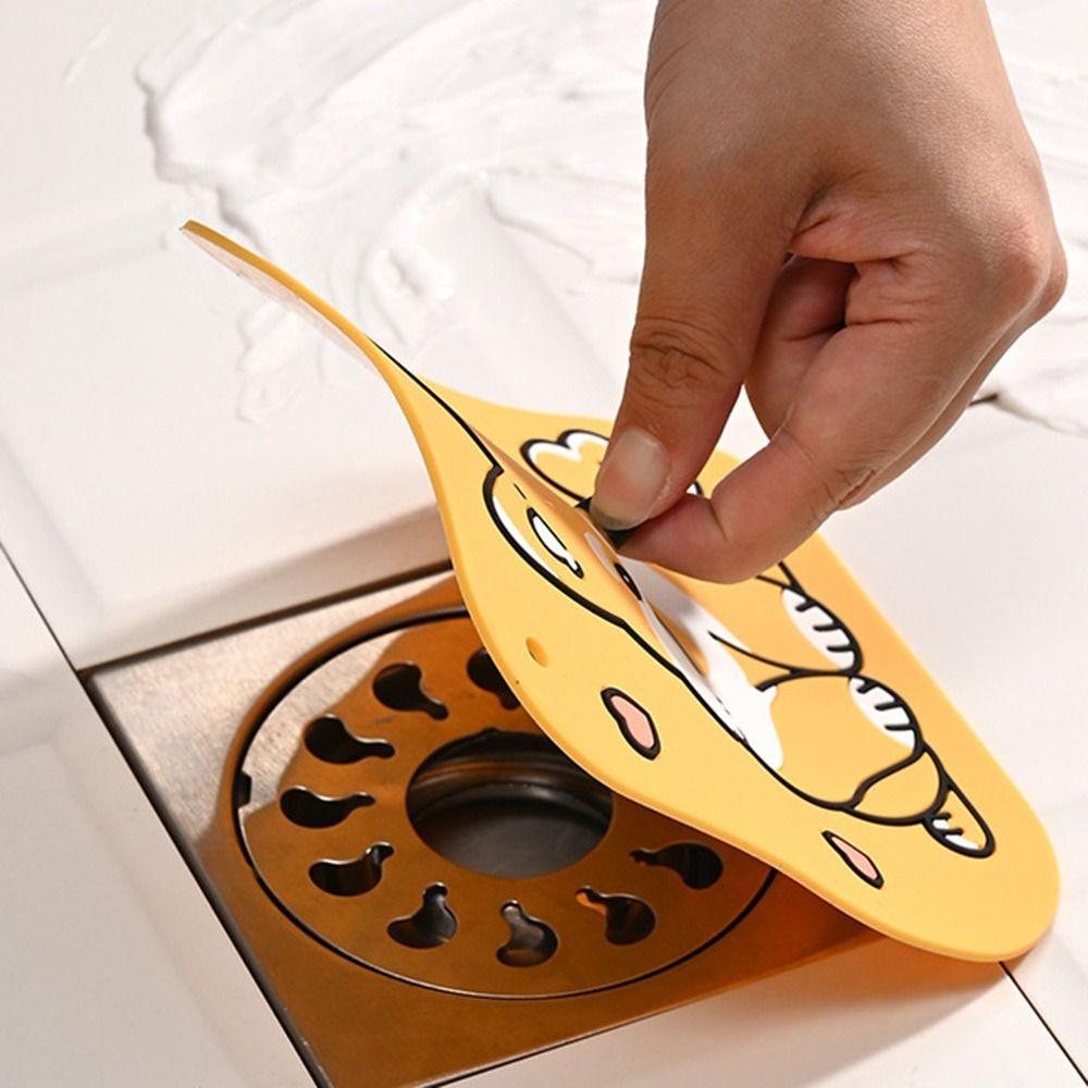 Anti-odor Floor Drain Cover Cartoon Dog Sewer Filter Pad  for Bathroom Hair Collection