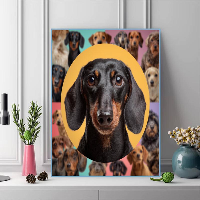 Colorful Dachshund Pattern 3pcs 100% Round Full Drill 5D DIY Diamond Painting Embroidery Cross Stitch Rhinestone Décor