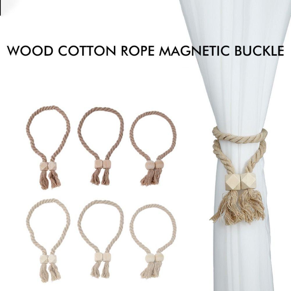 Solid Wood Curtain Tieback Hand-woven Window Curtain Buckles Curtain Rope Holders Living Room
