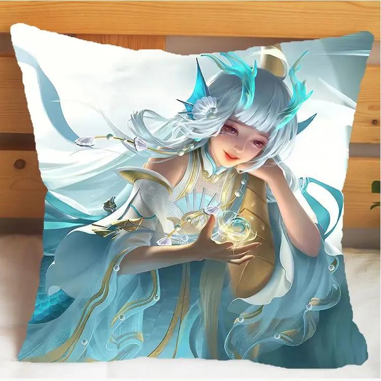 Arena of Valor Honor of Kings Xi Shi Polštář a Povlak na polštář Potah na polštářek Oboustranný tisk Plyšové Dekorační polštáře 40x40cm