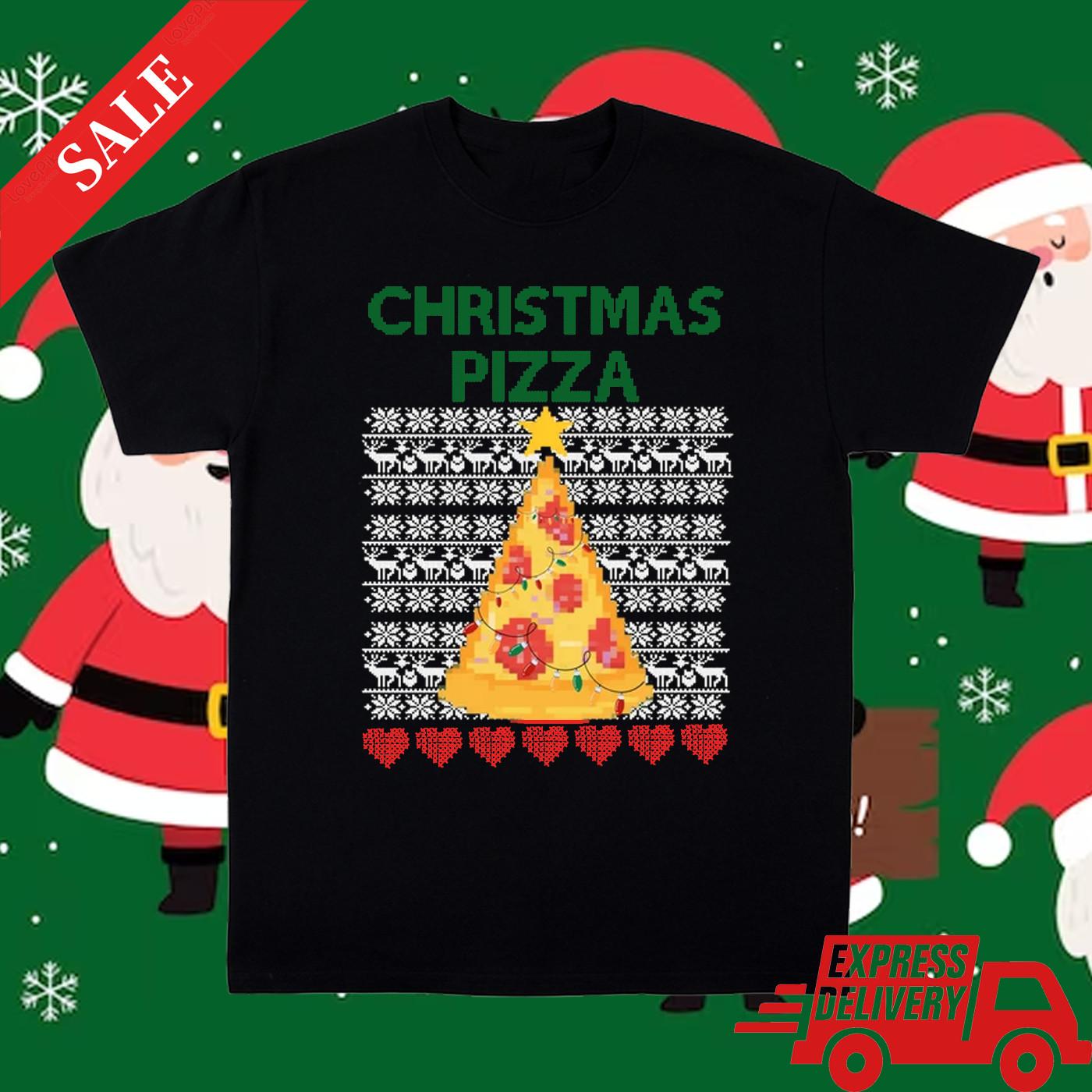 Ugly Christmas Pizza Love Love Cute Shirt Black Funny Unisex S-5XL L