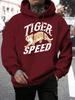 Felpa da uomo con stampa creativa Tiger Speed Harajuku Larga con cappuccio Tutto da abbinare Tasca Pullover da uomo Pile Autunno Unisex Abbigliamento sportivo