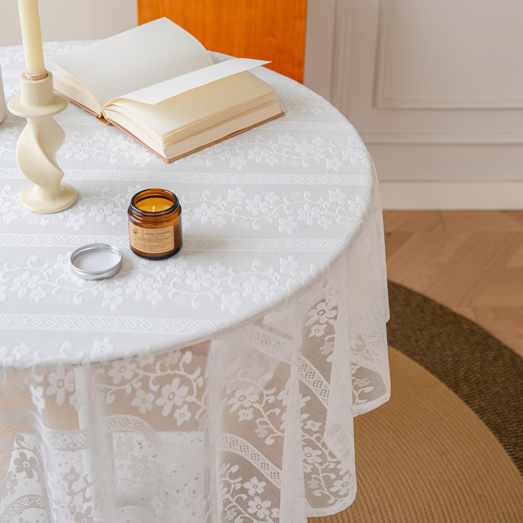 

Чисто-белая кружевная скатерть для обеденного стола, тип «северный пасторальный» коврик для журнального столика, фотофон, декоративная скатерть 100*150cm