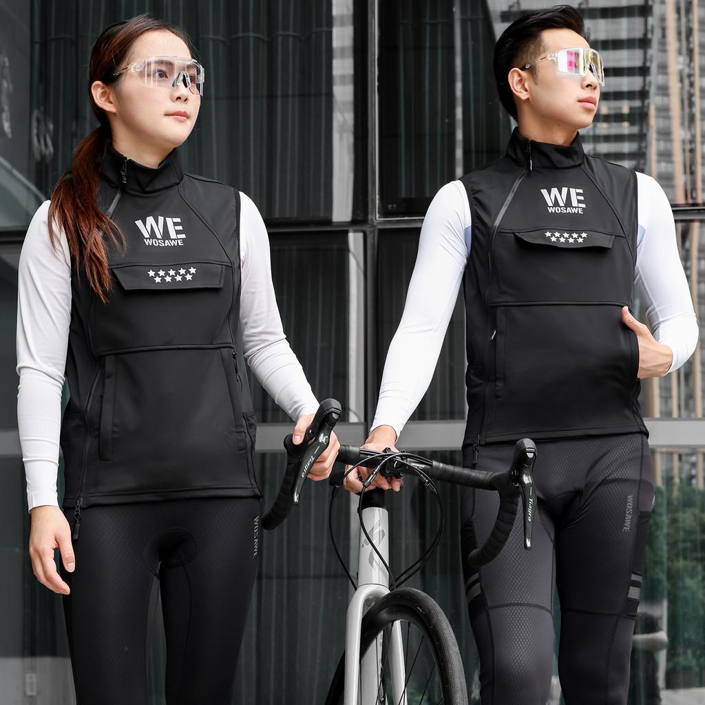 WOSAWE Winter Unisex Motorcycle Road Cycling Hybrid Fleece Water-Resistant Sports Outdoor Riding Thermal Vest