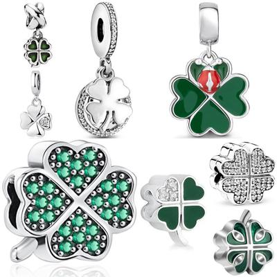 Beautiful Copper Four-Leaf Clover Series Charm Fit Original Brand Bracelet Necklacejewelry Lucky Gift