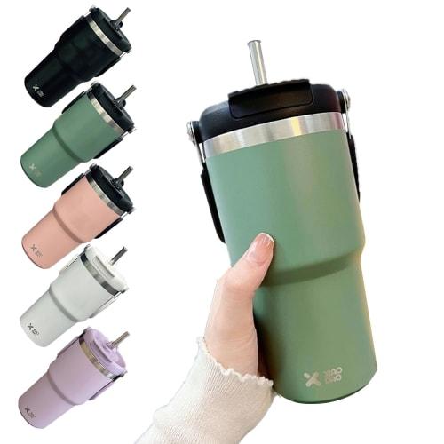KONARO Tumbler, 600ml/900ml, Large Capacity, with Straw, Lid, Vacuum Insulated, Keeps Hot or Cold, Stainless Steel Bottle, Wide Mouth, Direct Drinking