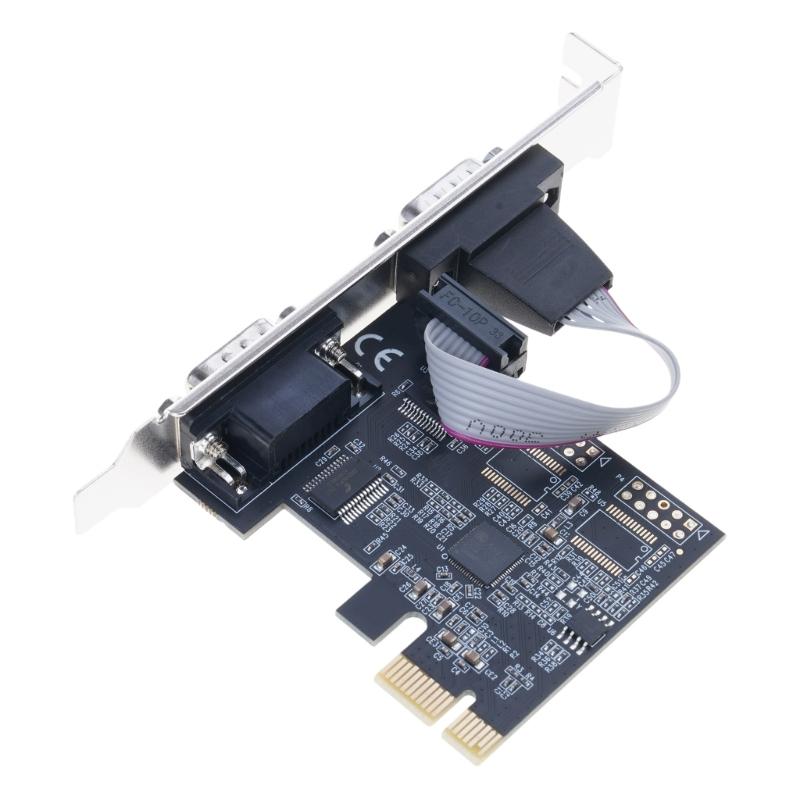 Double Port PCIExpress Serial Adapter Card RS232 COM Port Compatibles Multiple Operating Systems