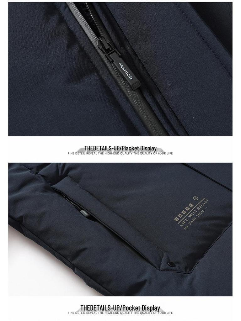 Men's Winter Cotton Jacket with Detachable Hood - Thick, Warm, Solid Color, Zippered Coat