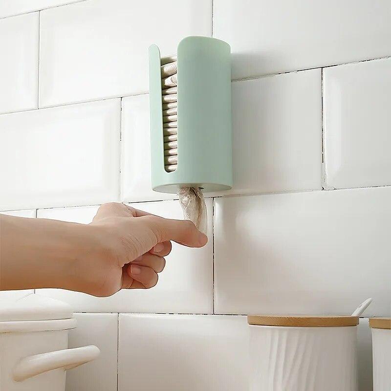 Nagelfreier Kunststoff-Müllbeutelhalter zum Aufhängen an der Wand, montierter Müllbeutel, Aufbewahrungsbox, Wattepad-Behälter für Zuhause, Küche, Badezimmer