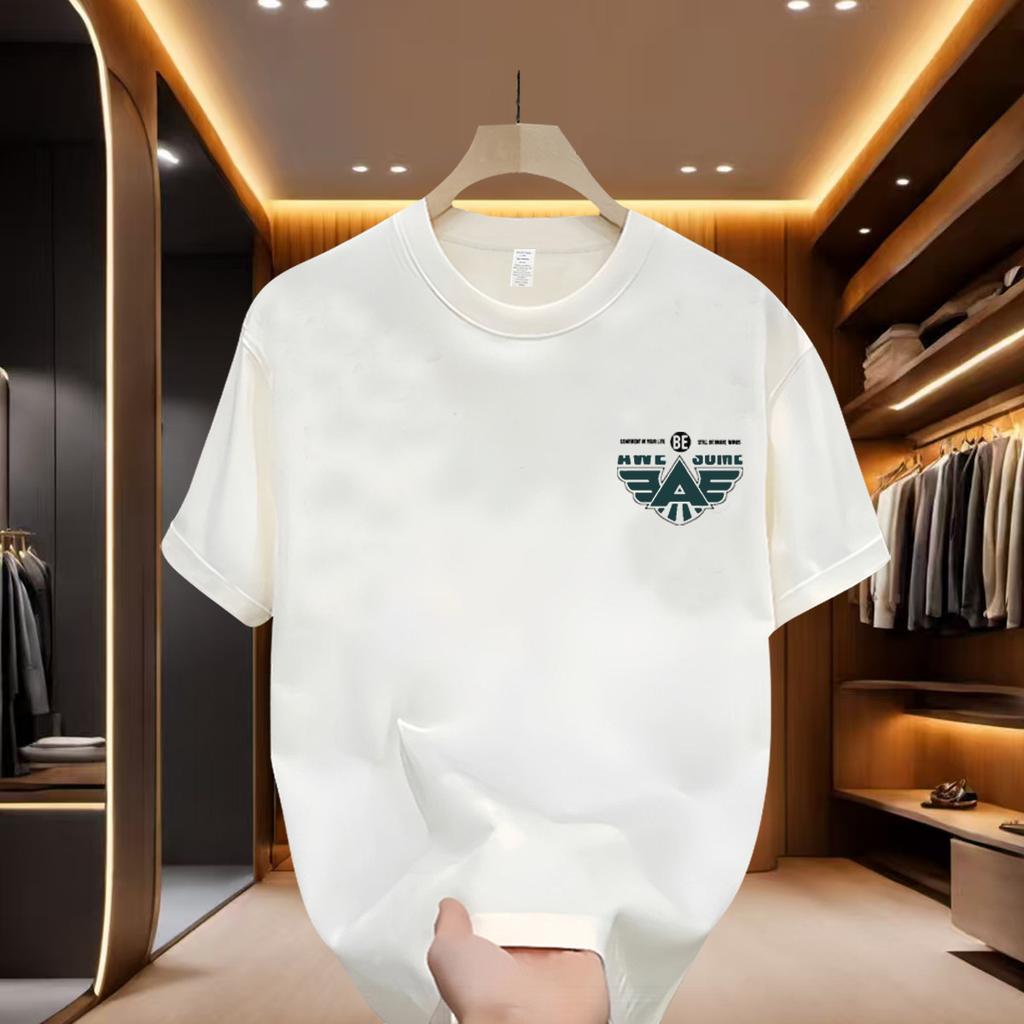 Cross-Border Exclusive Explosive Goods, Good Goods 100% Pure Cotton American Short-Sleeved T-Shirt Men'S Loose Casual Crew Neck