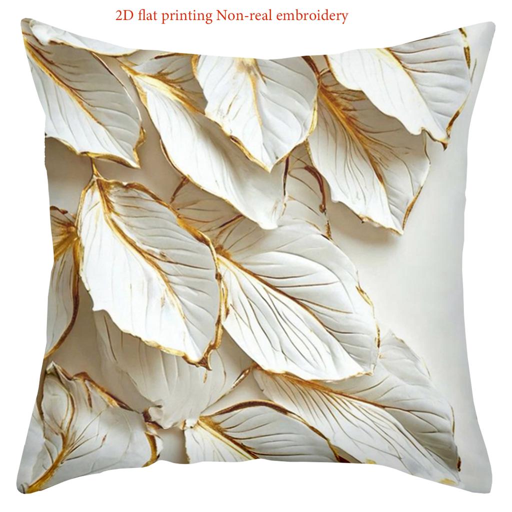 2D Flat Printed Leaf Pattern Cushion Covers for Home Decor Polyester Pillowcase, Sofa Decorative Cushion Cov Headboard Pillow