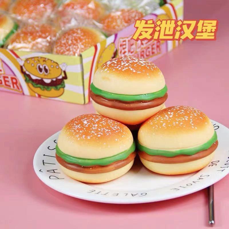 Hamburger Shaped Squishy Stress Ball Soft Pinch Decompression Toy Sensory Anxiety Relief Fidget Toy for Adults Kids