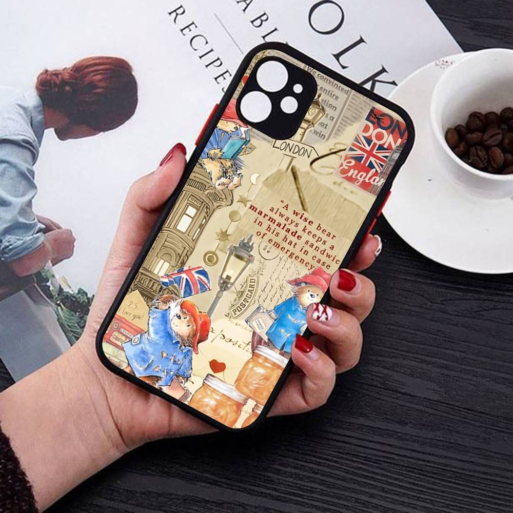 Cute P-Paddingtons Bear Matte Translucent Phone Case For Iphone 16 ProMax 15 14 13 12 11 X XS PRO Plus
